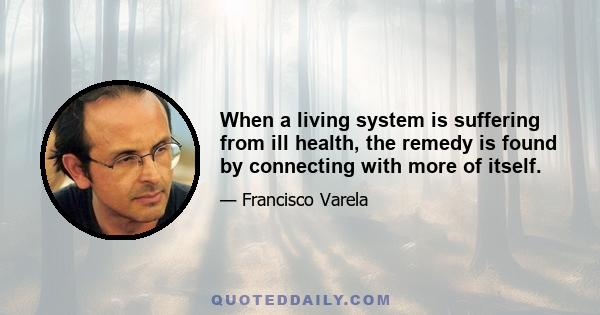 When a living system is suffering from ill health, the remedy is found by connecting with more of itself.