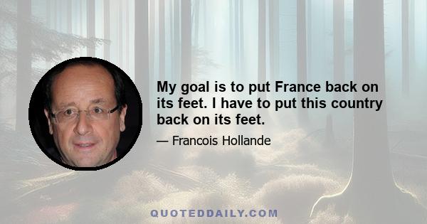 My goal is to put France back on its feet. I have to put this country back on its feet.