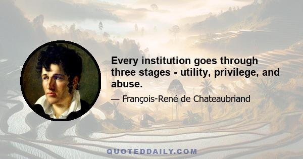 Every institution goes through three stages - utility, privilege, and abuse.