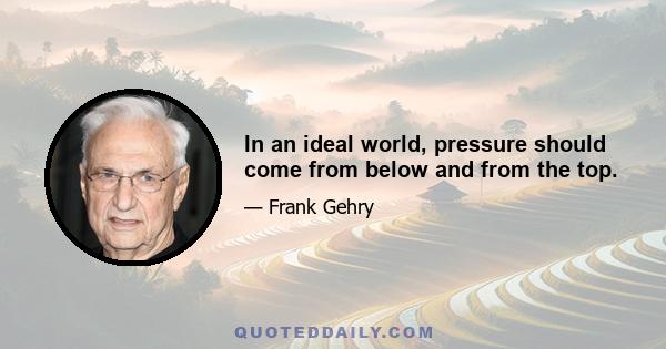 In an ideal world, pressure should come from below and from the top.