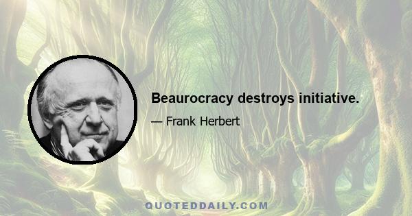 Beaurocracy destroys initiative.