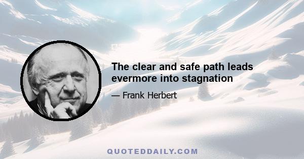 The clear and safe path leads evermore into stagnation