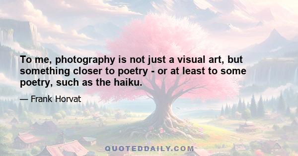 To me, photography is not just a visual art, but something closer to poetry - or at least to some poetry, such as the haiku.