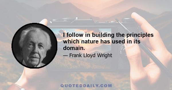 I follow in building the principles which nature has used in its domain.