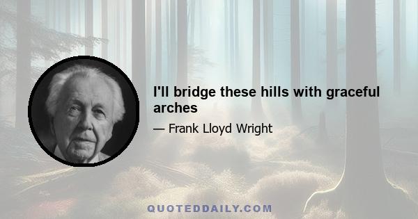 I'll bridge these hills with graceful arches