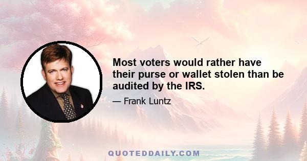 Most voters would rather have their purse or wallet stolen than be audited by the IRS.