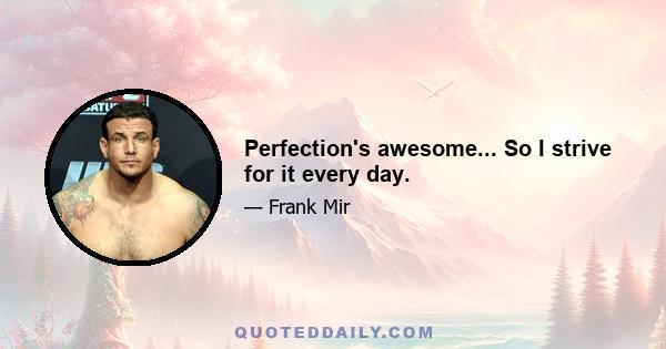 Perfection's awesome... So I strive for it every day.