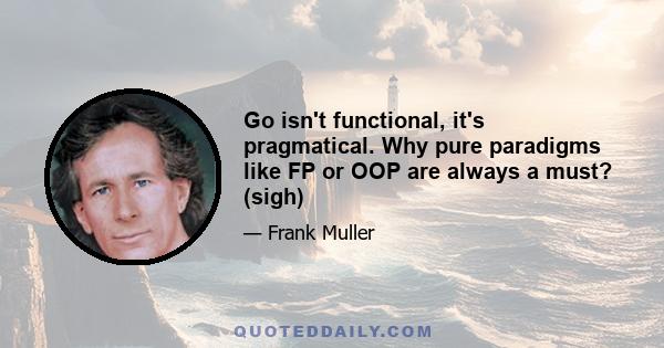 Go isn't functional, it's pragmatical. Why pure paradigms like FP or OOP are always a must? (sigh)