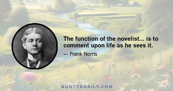 The function of the novelist... is to comment upon life as he sees it.