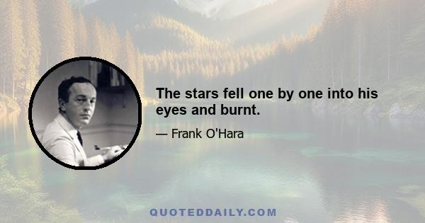 The stars fell one by one into his eyes and burnt.