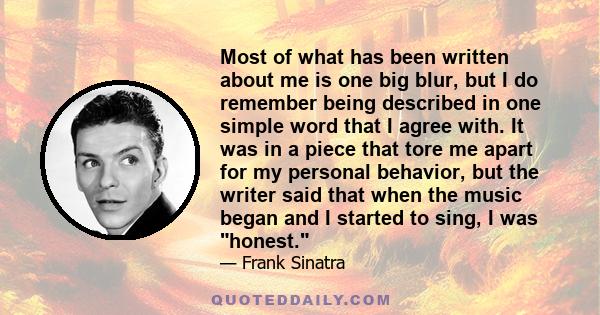 Most of what has been written about me is one big blur, but I do remember being described in one simple word that I agree with. It was in a piece that tore me apart for my personal behavior, but the writer said that