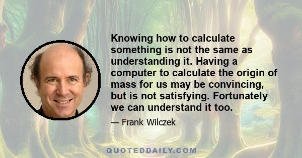 Knowing how to calculate something is not the same as understanding it. Having a computer to calculate the origin of mass for us may be convincing, but is not satisfying. Fortunately we can understand it too.