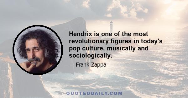 Hendrix is one of the most revolutionary figures in today's pop culture, musically and sociologically.