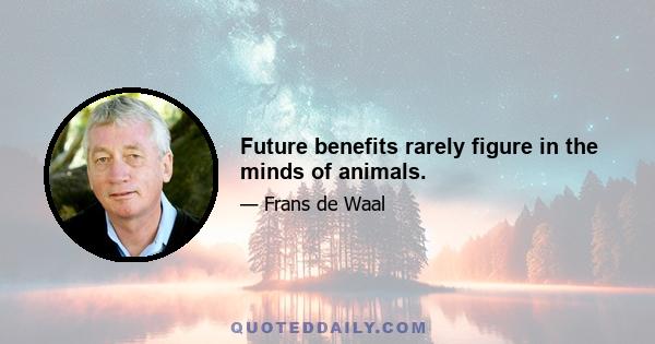 Future benefits rarely figure in the minds of animals.