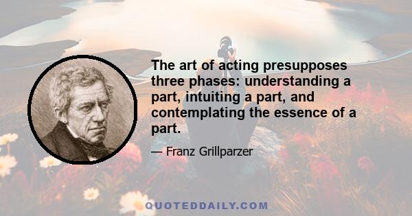 The art of acting presupposes three phases: understanding a part, intuiting a part, and contemplating the essence of a part.