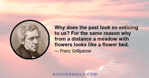 Why does the past look so enticing to us? For the same reason why from a distance a meadow with flowers looks like a flower bed.