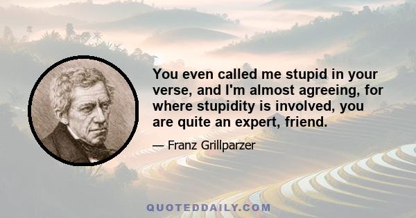 You even called me stupid in your verse, and I'm almost agreeing, for where stupidity is involved, you are quite an expert, friend.