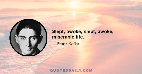 Slept, awoke, slept, awoke, miserable life.