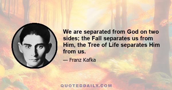 We are separated from God on two sides; the Fall separates us from Him, the Tree of Life separates Him from us.