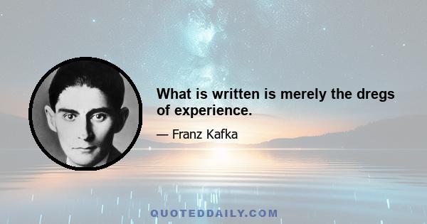 What is written is merely the dregs of experience.