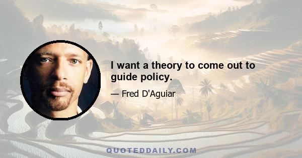 I want a theory to come out to guide policy.