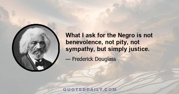 What I ask for the Negro is not benevolence, not pity, not sympathy, but simply justice.