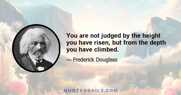 You are not judged by the height you have risen, but from the depth you have climbed.