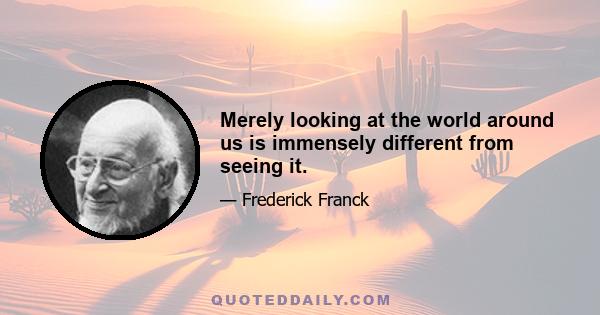 Merely looking at the world around us is immensely different from seeing it.