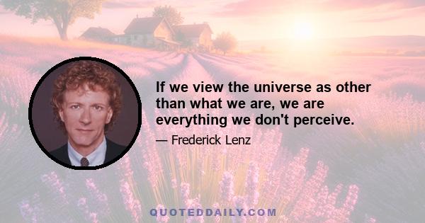 If we view the universe as other than what we are, we are everything we don't perceive.