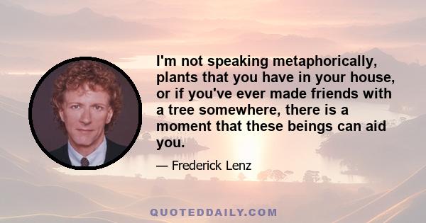 I'm not speaking metaphorically, plants that you have in your house, or if you've ever made friends with a tree somewhere, there is a moment that these beings can aid you.