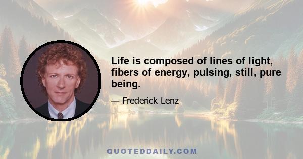 Life is composed of lines of light, fibers of energy, pulsing, still, pure being.