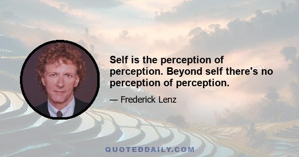 Self is the perception of perception. Beyond self there's no perception of perception.