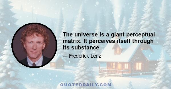 The universe is a giant perceptual matrix. It perceives itself through its substance