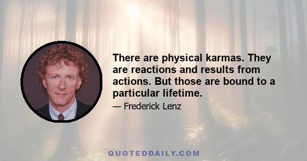 There are physical karmas. They are reactions and results from actions. But those are bound to a particular lifetime.