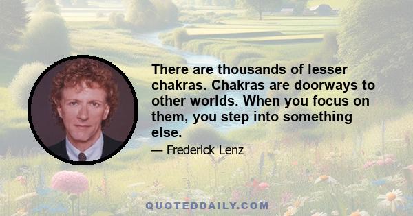 There are thousands of lesser chakras. Chakras are doorways to other worlds. When you focus on them, you step into something else.
