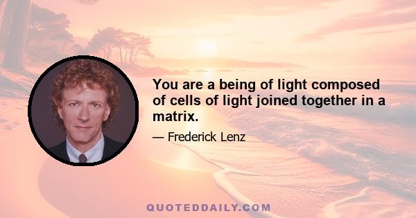 You are a being of light composed of cells of light joined together in a matrix.