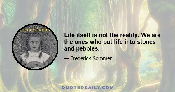 Life itself is not the reality. We are the ones who put life into stones and pebbles.