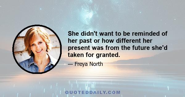 She didn't want to be reminded of her past or how different her present was from the future she'd taken for granted.