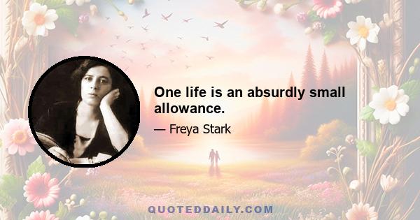 One life is an absurdly small allowance.