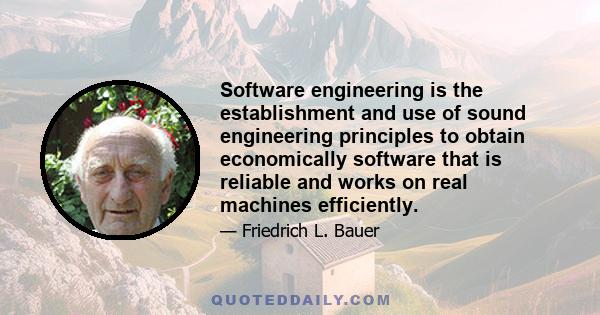 Software engineering is the establishment and use of sound engineering principles to obtain economically software that is reliable and works on real machines efficiently.