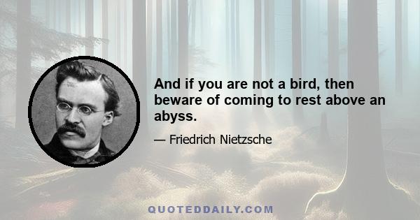 And if you are not a bird, then beware of coming to rest above an abyss.