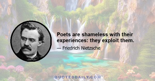 Poets are shameless with their experiences: they exploit them.