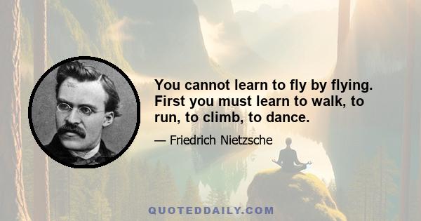 You cannot learn to fly by flying. First you must learn to walk, to run, to climb, to dance.