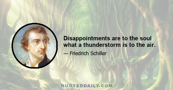 Disappointments are to the soul what a thunderstorm is to the air.