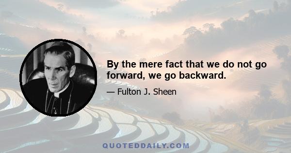 By the mere fact that we do not go forward, we go backward.