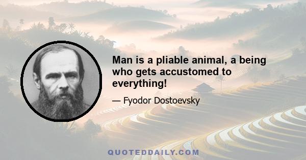 Man is a pliable animal, a being who gets accustomed to everything!