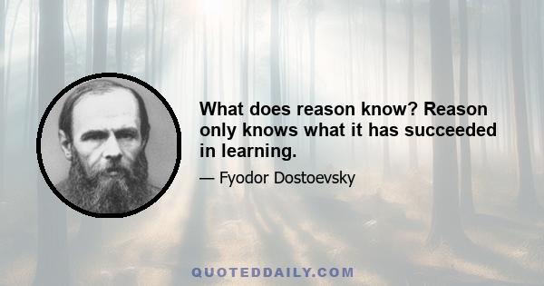 What does reason know? Reason only knows what it has succeeded in learning.