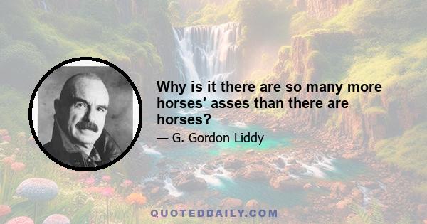 Why is it there are so many more horses' asses than there are horses?