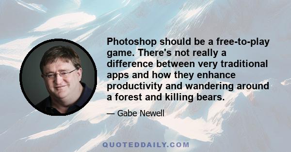 Photoshop should be a free-to-play game. There's not really a difference between very traditional apps and how they enhance productivity and wandering around a forest and killing bears.