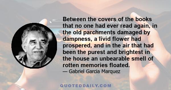 Between the covers of the books that no one had ever read again, in the old parchments damaged by dampness, a livid flower had prospered, and in the air that had been the purest and brightest in the house an unbearable